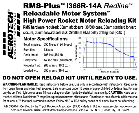 AeroTech I366R-14A RMS-38/600 Reload Kit (1 Pack) - 093614